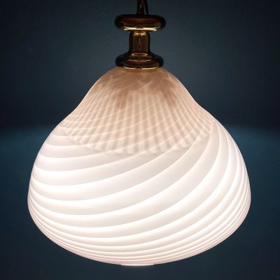 Large Italian Swirl Pendant Lamp in Pink Murano Glass, 1970s-WQC-1264266