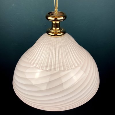 Large Italian Swirl Pendant Lamp in Pink Murano Glass, 1970s-WQC-1264266