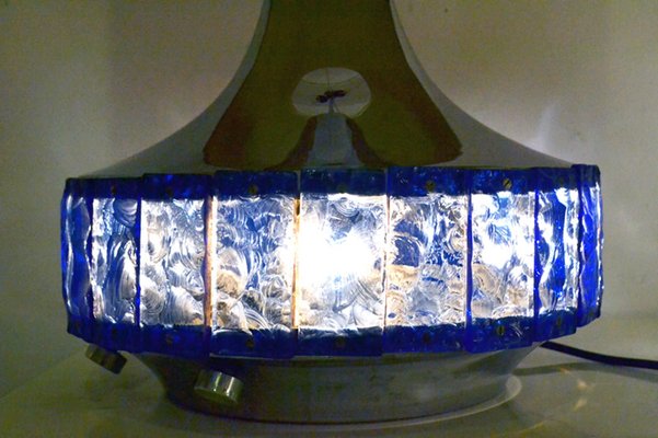 Large Italian Table Lamp with Hammered Glasses, 1970s-HS-1374785