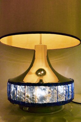 Large Italian Table Lamp with Hammered Glasses, 1970s-HS-1374785