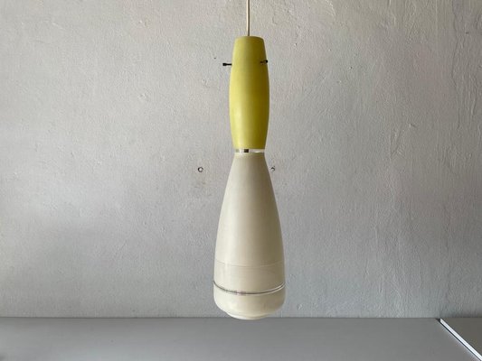 Large Italian Vistosi Style Pendant Lamp in Yellow and White Glass, 1960s-RDS-1317494