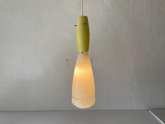 Large Italian Vistosi Style Pendant Lamp in Yellow and White Glass, 1960s-RDS-1317494