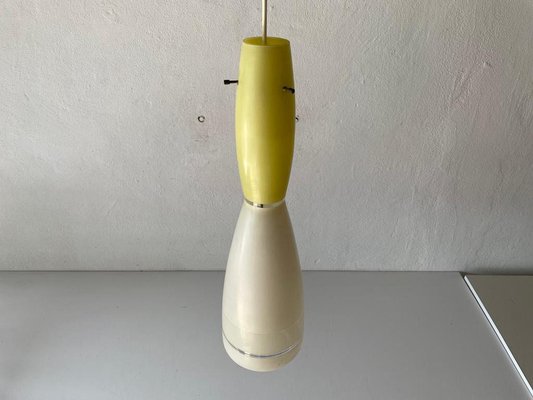 Large Italian Vistosi Style Pendant Lamp in Yellow and White Glass, 1960s-RDS-1317494