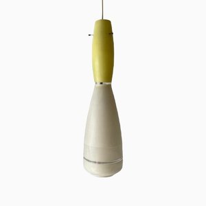 Large Italian Vistosi Style Pendant Lamp in Yellow and White Glass, 1960s-RDS-1317494