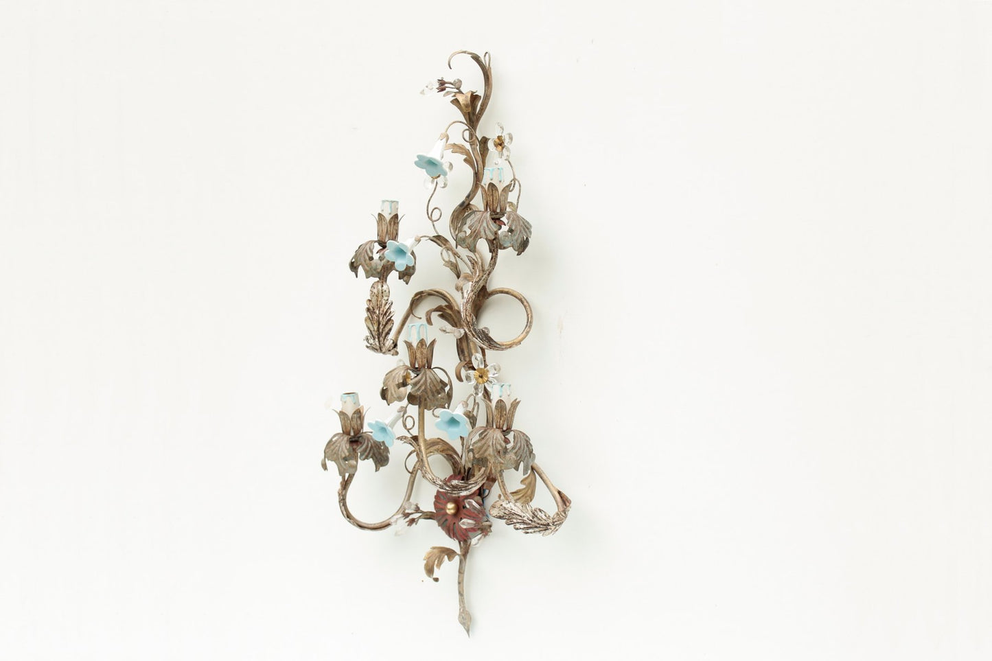 Large Italian Wall Lamp with Glass Flowers in the style of Banci Firenze, 1970s