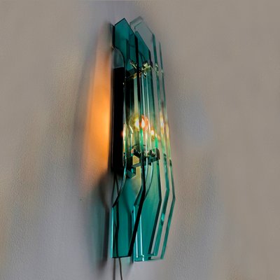 Large Italian Wall Light in Emerald Green from Cristal Art, 1970s-HWV-1404666