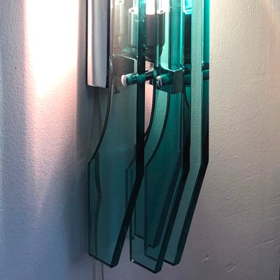 Large Italian Wall Light in Emerald Green from Cristal Art, 1970s-HWV-1404666