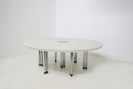 Large Italian White Table by Hiroyuki Toyoda, 1980s