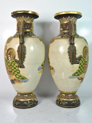 Large Japanese Satsuma Vases, 1960s, Set of 2-WFB-751002