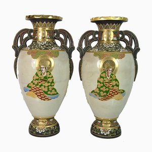 Large Japanese Satsuma Vases, 1960s, Set of 2-WFB-751002