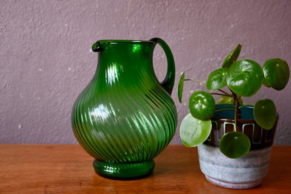 Large Jug in Spiral Green Glass-AIU-2027199