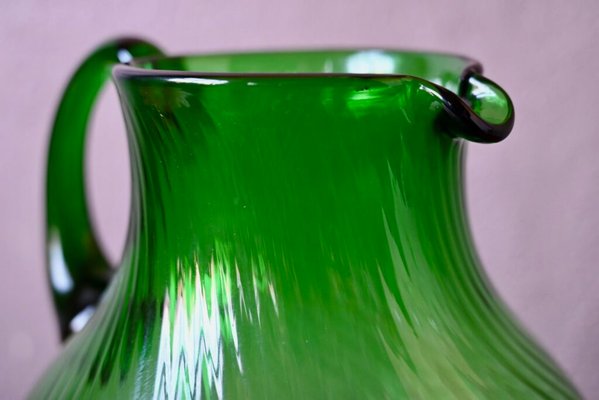 Large Jug in Spiral Green Glass-AIU-2027199