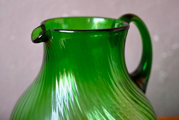 Large Jug in Spiral Green Glass-AIU-2027199