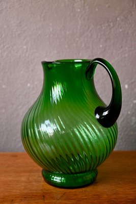 Large Jug in Spiral Green Glass-AIU-2027199