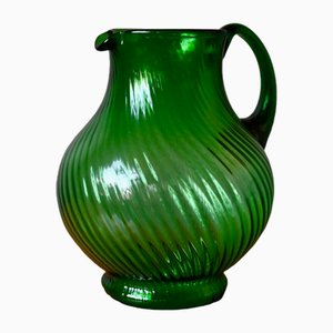 Large Jug in Spiral Green Glass-AIU-2027199