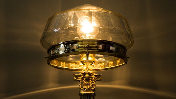 Large Jugendstil Austrian Cut Glass Table Lamp, 1900s-SPD-689725