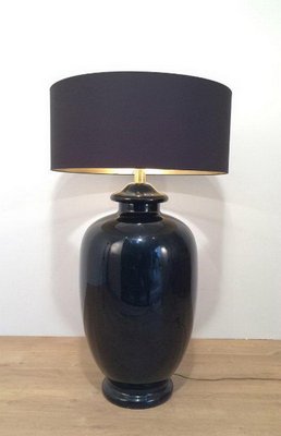 Large Lamp in Black Glazed Ceramic from Saronno, Italy, 1960s-BA-1365631