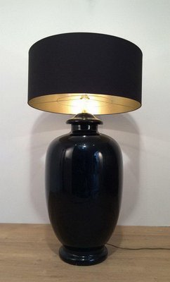 Large Lamp in Black Glazed Ceramic from Saronno, Italy, 1960s-BA-1365631