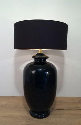 Large Lamp in Black Glazed Ceramic from Saronno, Italy, 1960s-BA-1365631