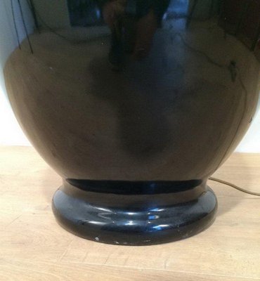 Large Lamp in Black Glazed Ceramic from Saronno, Italy, 1960s-BA-1365631