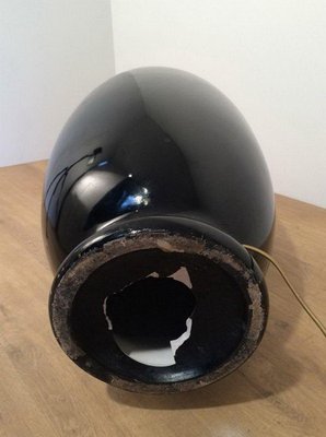 Large Lamp in Black Glazed Ceramic from Saronno, Italy, 1960s-BA-1365631