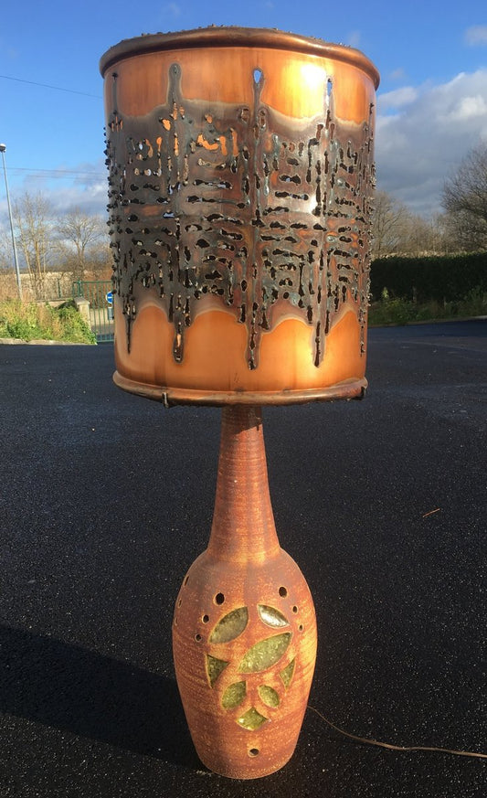 Large Lamp with Perforated Metal Shade by Accolay, 1970s