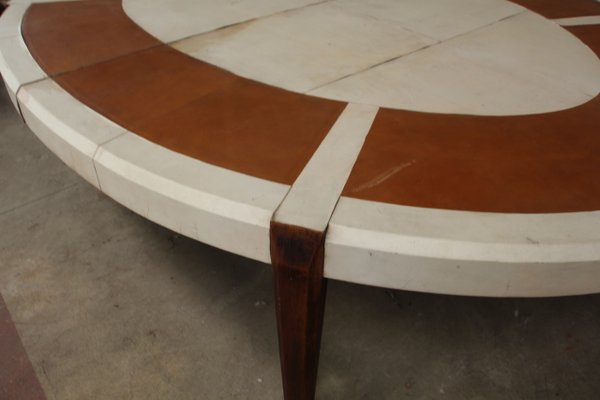 Large Leather and Parchment Conference Table, 1940s-KMQ-669940