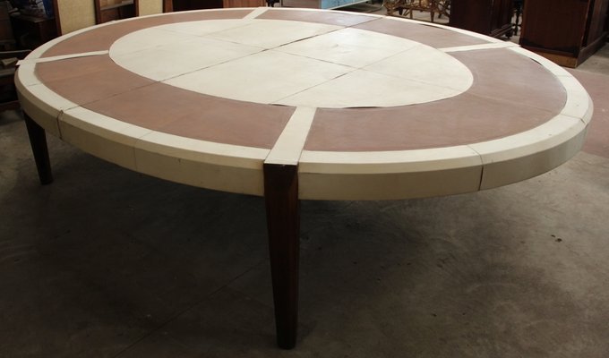 Large Leather and Parchment Conference Table, 1940s-KMQ-669940