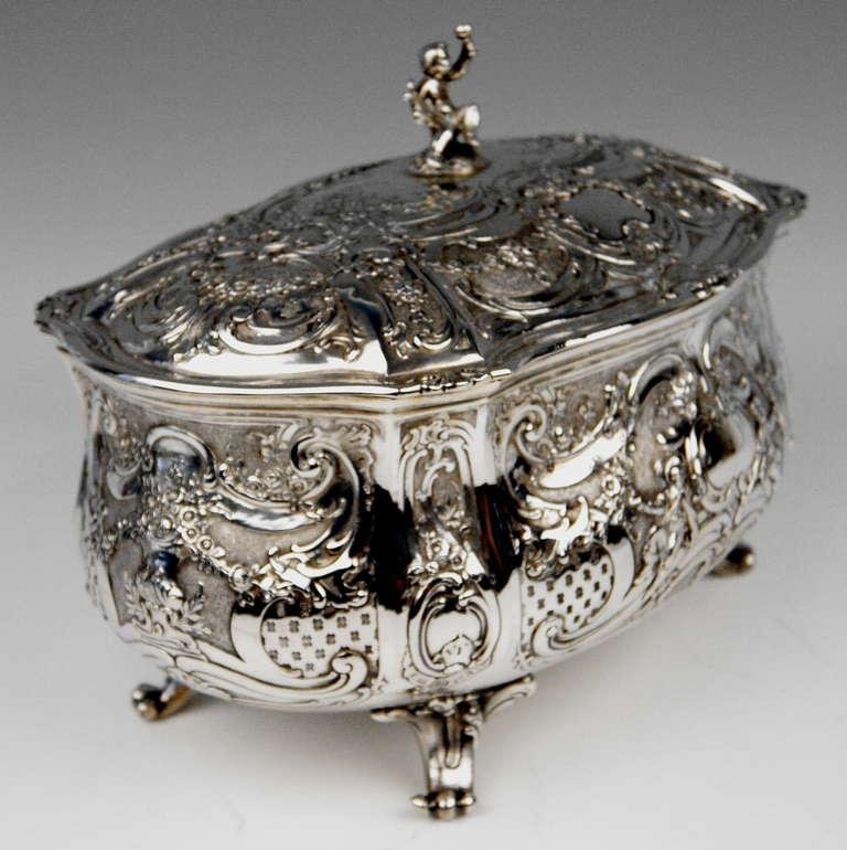 Large Lidded Bowl on Feet in Silver, Hanau, Germany, 1907-1910