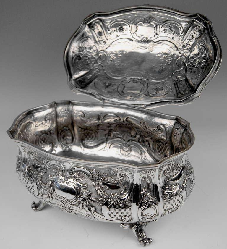 Large Lidded Bowl on Feet in Silver, Hanau, Germany, 1907-1910