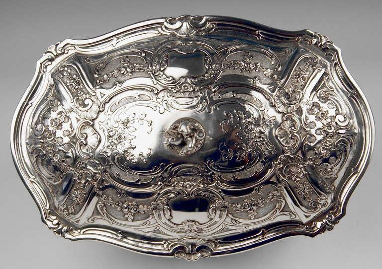 Large Lidded Bowl on Feet in Silver, Hanau, Germany, 1907-1910