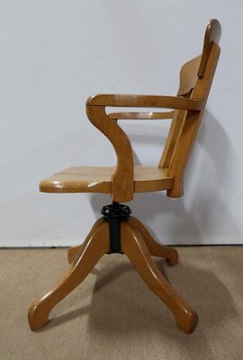 Large Light Oak Adjustable Office Armchair, 1940s-RVK-1126474