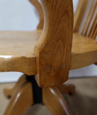 Large Light Oak Adjustable Office Armchair, 1940s-RVK-1126474