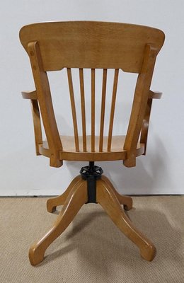 Large Light Oak Adjustable Office Armchair, 1940s-RVK-1126474