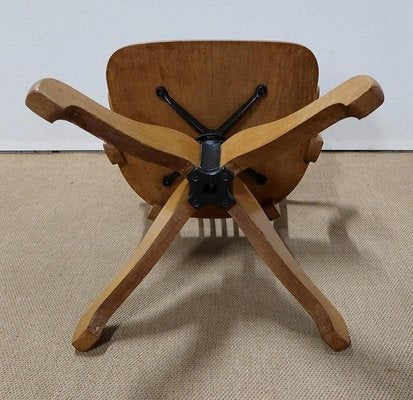 Large Light Oak Adjustable Office Armchair, 1940s-RVK-1126474