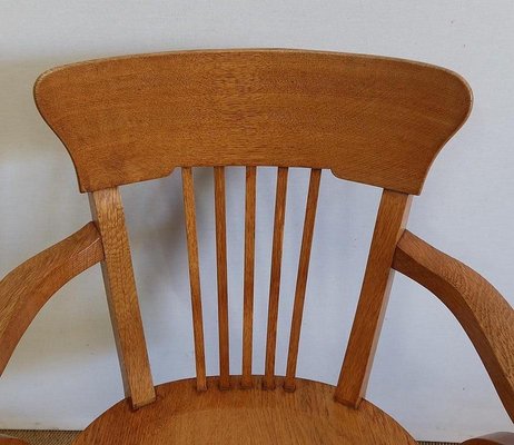 Large Light Oak Adjustable Office Armchair, 1940s-RVK-1126474