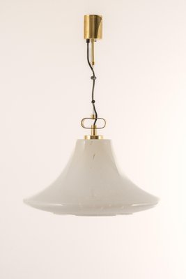 Large Limburg Brass With Opal Glass Pendant Light, Germany, 1970s-UGR-1299017