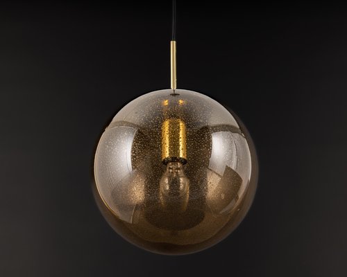 Large Limburg Brass with Smoked Glass Ball Pendant, Germany, 1970s-UGR-1294398