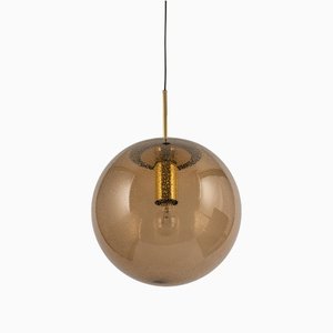 Large Limburg Brass with Smoked Glass Ball Pendant, Germany, 1970s-UGR-1294398