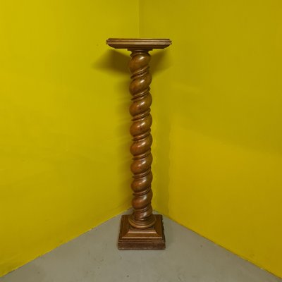 Large Louis XII French Walnut Barley Twisted Pillar, 1870s-VHW-2026718