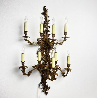 Large Louis XIV Style Brass Wall Lamp with 9 Arms-RMX-1198667