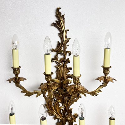 Large Louis XIV Style Brass Wall Lamp with 9 Arms-RMX-1198667