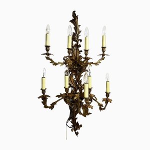 Large Louis XIV Style Brass Wall Lamp with 9 Arms-RMX-1198667