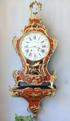 Large Louis XV Cartel Clock & Wall Console, France, 1750s, Set of 2-KMT-1396568