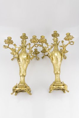 Large Louis XV Style Bronze Candleholders, 1920s, Set of 2-KEG-709417