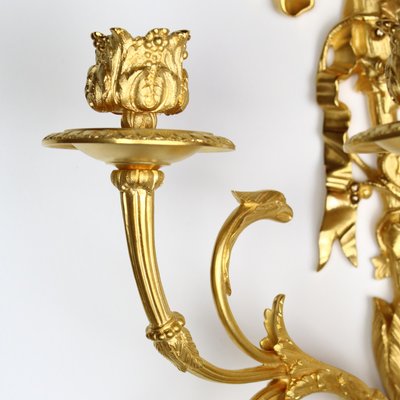 Large Louis XVI Three-Light Candle Sconces with Rams' Heads, 19th Century, Set of 2-KMT-1425521