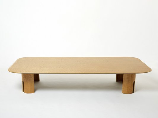 Large Maple & Brass Coffee Table by Giovanni Offredi for Saporiti, 1980s-YJA-1384403