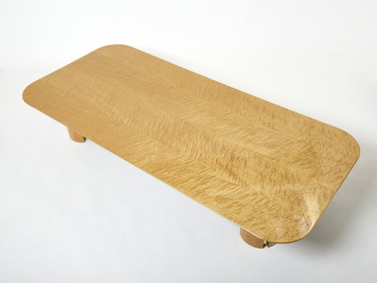 Large Maple & Brass Coffee Table by Giovanni Offredi for Saporiti, 1980s-YJA-1384403