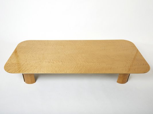 Large Maple & Brass Coffee Table by Giovanni Offredi for Saporiti, 1980s-YJA-1384403