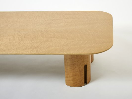 Large Maple & Brass Coffee Table by Giovanni Offredi for Saporiti, 1980s-YJA-1384403